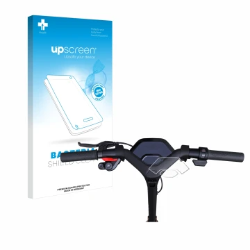 Face avant d’un emballage produit avec le logo de la marque upscreen. À côté, l’appareil Segway Ninebot P65D est représenté av