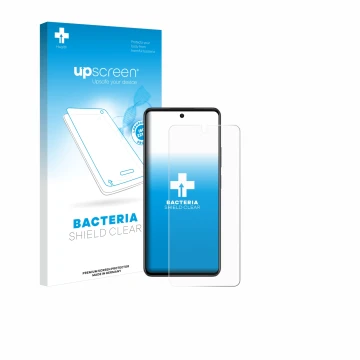 Face avant d’un emballage produit avec le logo de la marque upscreen. À côté, l’appareil Oppo A79 5G est représenté avec la pr