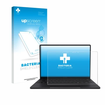 Face avant d’un emballage produit avec le logo de la marque upscreen. À côté, l’appareil ASUS ProArt PX13 est représenté avec 