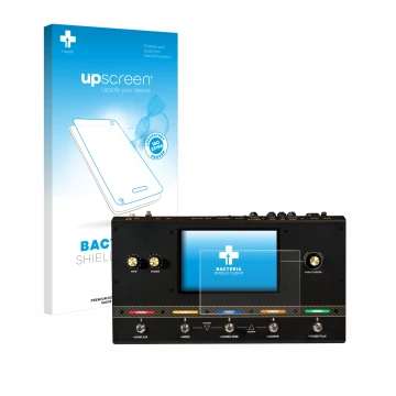 Face avant d’un emballage produit avec le logo de la marque upscreen. À côté, l’appareil Headrush Core est représenté avec la 