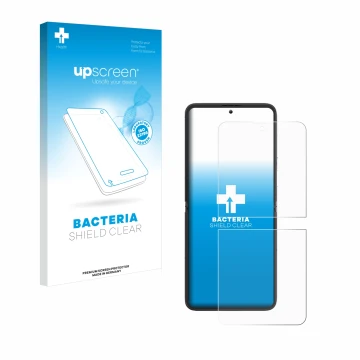 Face avant d’un emballage produit avec le logo de la marque upscreen. À côté, l’appareil Blackview Hero 10 (Affichage avant) e