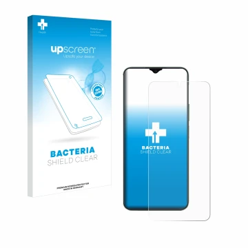 Face avant d’un emballage produit avec le logo de la marque upscreen. À côté, l’appareil Honor X6b est représenté avec la prot