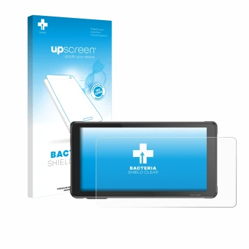 Face avant d’un emballage produit avec le logo de la marque upscreen. À côté, l’appareil Interphone RideSync Sync55 est représ