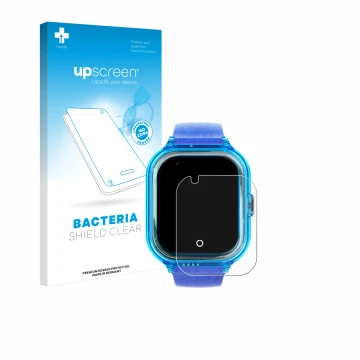 Face avant d’un emballage produit avec le logo de la marque upscreen. À côté, l’appareil SaveFamily Enjoy est représenté avec 