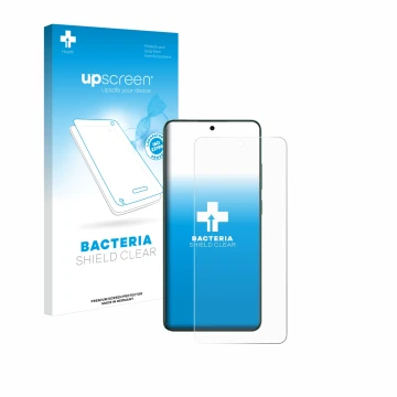 Face avant d’un emballage produit avec le logo de la marque upscreen. À côté, l’appareil Oppo Reno 12 F 5G est représenté avec