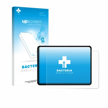 Face avant d’un emballage produit avec le logo de la marque upscreen. À côté, l’appareil OnePlus Pad 2 est représenté avec la 