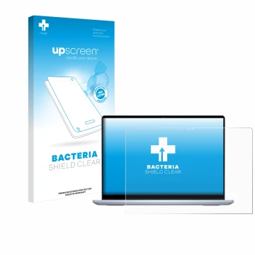 Face avant d’un emballage produit avec le logo de la marque upscreen. À côté, l’appareil Dell Inspiron 14 7440 2-in-1 est repr