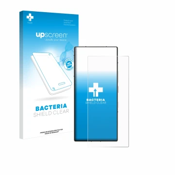 Face avant d’un emballage produit avec le logo de la marque upscreen. À côté, l’appareil ZTE Nubia Z60 Ultra est représenté av
