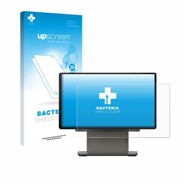 Face avant d’un emballage produit avec le logo de la marque upscreen. À côté, l’appareil Sunmi D3 PRO est représenté avec la p