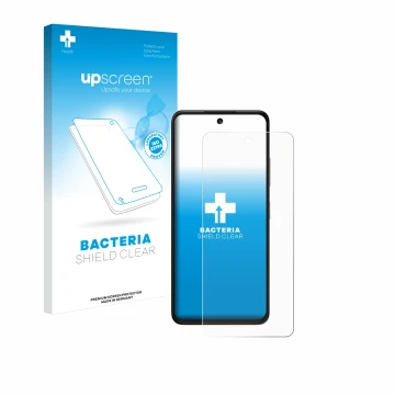 Face avant d’un emballage produit avec le logo de la marque upscreen. À côté, l’appareil ZTE Blade V60 Vita est représenté ave