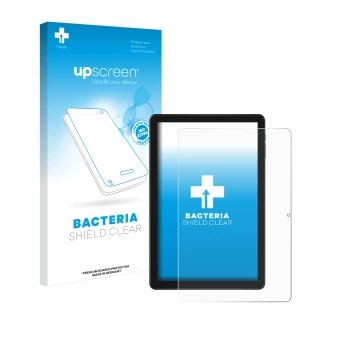 Face avant d’un emballage produit avec le logo de la marque upscreen. À côté, l’appareil Doogee T10W est représenté avec la pr