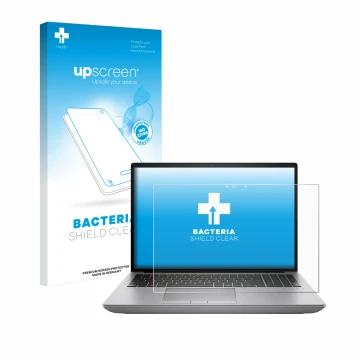 Face avant d’un emballage produit avec le logo de la marque upscreen. À côté, l’appareil HP ZBook Fury 16 G11 est représenté a