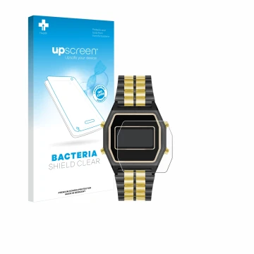 Face avant d’un emballage produit avec le logo de la marque upscreen. À côté, l’appareil Armitron Rubik est représenté avec la