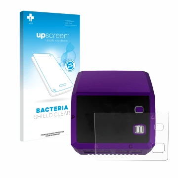 Face avant d’un emballage produit avec le logo de la marque upscreen. À côté, l’appareil SkyRc Q200 neo est représenté avec la