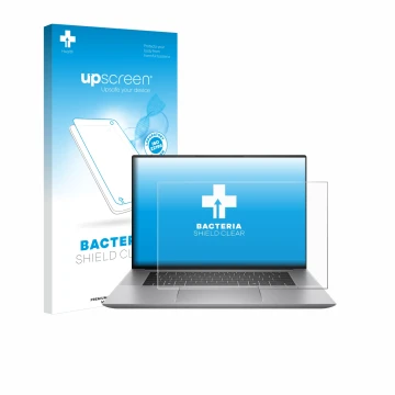 Face avant d’un emballage produit avec le logo de la marque upscreen. À côté, l’appareil HP Zbook Studio 16 G11 est représenté