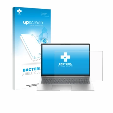 Face avant d’un emballage produit avec le logo de la marque upscreen. À côté, l’appareil HP ProBook 460 G11 est représenté ave