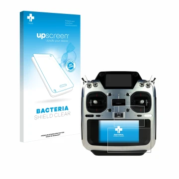 Face avant d’un emballage produit avec le logo de la marque upscreen. À côté, l’appareil Futaba T26SZ est représenté avec la p