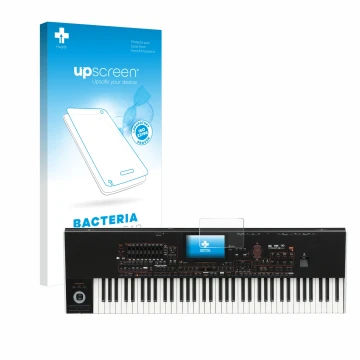 Face avant d’un emballage produit avec le logo de la marque upscreen. À côté, l’appareil KORG Pa4x est représenté avec la prot