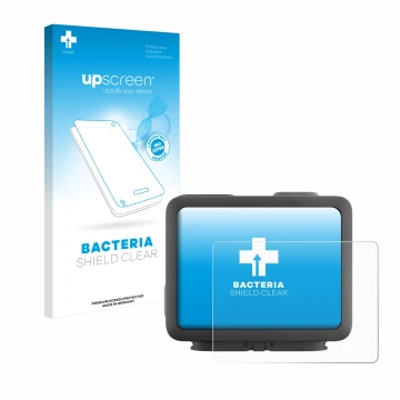 Face avant d’un emballage produit avec le logo de la marque upscreen. À côté, l’appareil GoPro Hero 4k est représenté avec la 