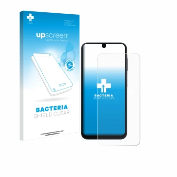 Face avant d’un emballage produit avec le logo de la marque upscreen. À côté, l’appareil Samsung Galaxy A16 5G est représenté 