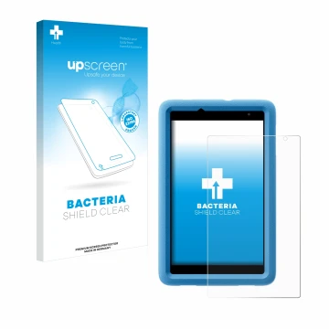 Face avant d’un emballage produit avec le logo de la marque upscreen. À côté, l’appareil Blackview Tab A5 Kids est représenté 