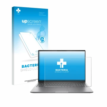 Face avant d’un emballage produit avec le logo de la marque upscreen. À côté, l’appareil HP ZBook Power 16 G11 est représenté 