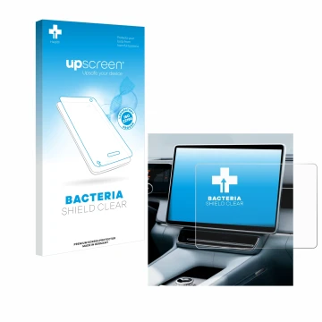 Face avant d’un emballage produit avec le logo de la marque upscreen. À côté, l’appareil Polestar 4 2025 est représenté avec l