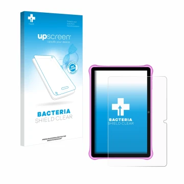 Face avant d’un emballage produit avec le logo de la marque upscreen. À côté, l’appareil Blackview Tab A7 Kids est représenté 