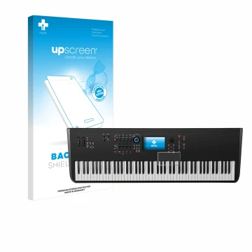 Face avant d’un emballage produit avec le logo de la marque upscreen. À côté, l’appareil Yamaha MODX8+ est représenté avec la 