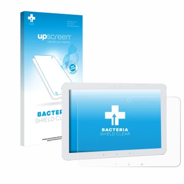 Face avant d’un emballage produit avec le logo de la marque upscreen. À côté, l’appareil Amazon Echo Hub 8