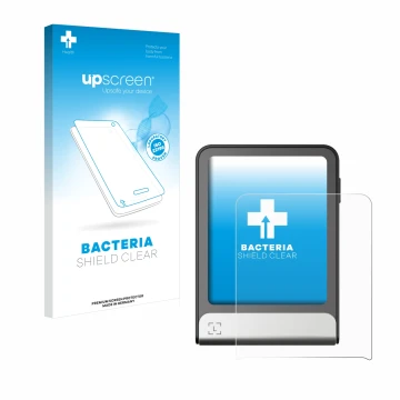 Face avant d’un emballage produit avec le logo de la marque upscreen. À côté, l’appareil Ledger Flex est représenté avec la pr