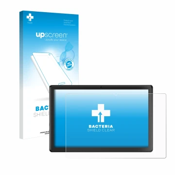 Face avant d’un emballage produit avec le logo de la marque upscreen. À côté, l’appareil SGIN T10P 10.1