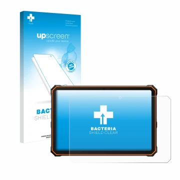 Face avant d’un emballage produit avec le logo de la marque upscreen. À côté, l’appareil Blackview Active 10 Pro 10.95