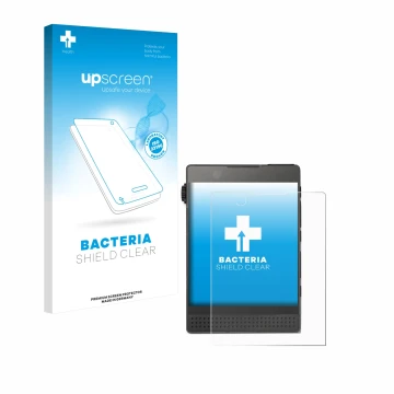 Face avant d’un emballage produit avec le logo de la marque upscreen. À côté, l’appareil Light Phone 3 est représenté avec la 