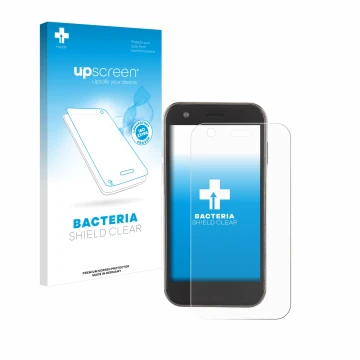 Face avant d’un emballage produit avec le logo de la marque upscreen. À côté, l’appareil Soyes XS12 est représenté avec la pro