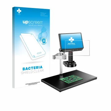 Face avant d’un emballage produit avec le logo de la marque upscreen. À côté, l’appareil Tomlov TM4K-AF-MAX est représenté ave