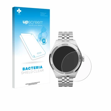 Face avant d’un emballage produit avec le logo de la marque upscreen. À côté, l’appareil Withings ScanWatch Nova Brilliant (39