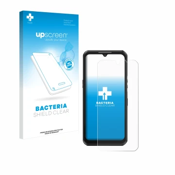 Face avant d’un emballage produit avec le logo de la marque upscreen. À côté, l’appareil Oukitel WP39 est représenté avec la p