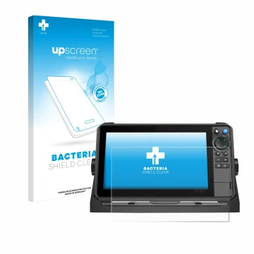 Face avant d’un emballage produit avec le logo de la marque upscreen. À côté, l’appareil Lowrance HDS-9 Pro est représenté ave