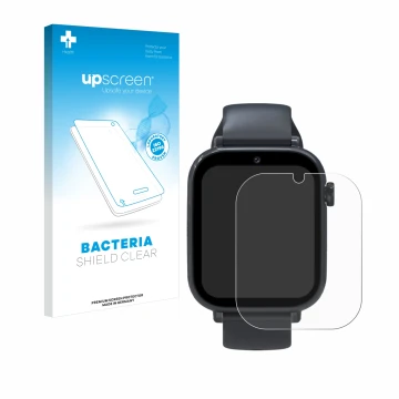 Face avant d’un emballage produit avec le logo de la marque upscreen. À côté, l’appareil Forever Kids Smartwatch est représent