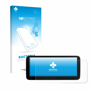 Face avant d’un emballage produit avec le logo de la marque upscreen. À côté, l’appareil Xtrons B0CMTQ48KL 10,25