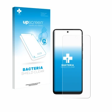 Face avant d’un emballage produit avec le logo de la marque upscreen. À côté, l’appareil Motorola Moto G35 est représenté avec