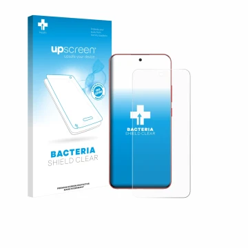 Face avant d’un emballage produit avec le logo de la marque upscreen. À côté, l’appareil Oppo A5 Pro est représenté avec la pr