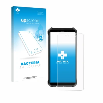Face avant d’un emballage produit avec le logo de la marque upscreen. À côté, l’appareil Ulefone Armor X12 est représenté avec
