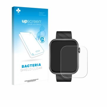 Face avant d’un emballage produit avec le logo de la marque upscreen. À côté, l’appareil Bekomiya Smartwatch 2