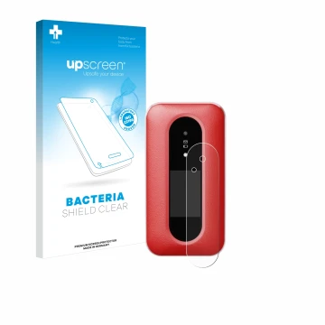 Face avant d’un emballage produit avec le logo de la marque upscreen. À côté, l’appareil Doro Leva L30 (Affichage externe) est