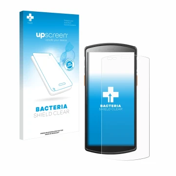 Face avant d’un emballage produit avec le logo de la marque upscreen. À côté, l’appareil Urovo DT50S 5,7
