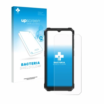 Face avant d’un emballage produit avec le logo de la marque upscreen. À côté, l’appareil Blackview BV6200 Plus est représenté 