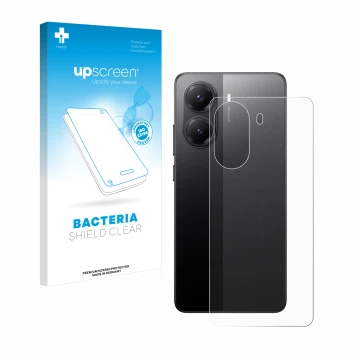 Face avant d’un emballage produit avec le logo de la marque upscreen. À côté, l’appareil Xiaomi Poco X7 Pro (Arrière) est repr