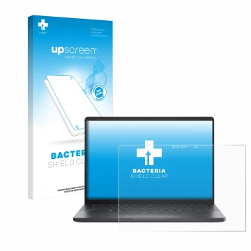 Face avant d’un emballage produit avec le logo de la marque upscreen. À côté, l’appareil Dell Pro 13 Premium est représenté av